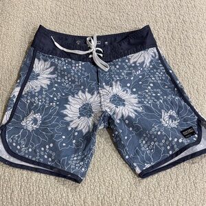 Ezekiel Blue and White Floral Board Shorts